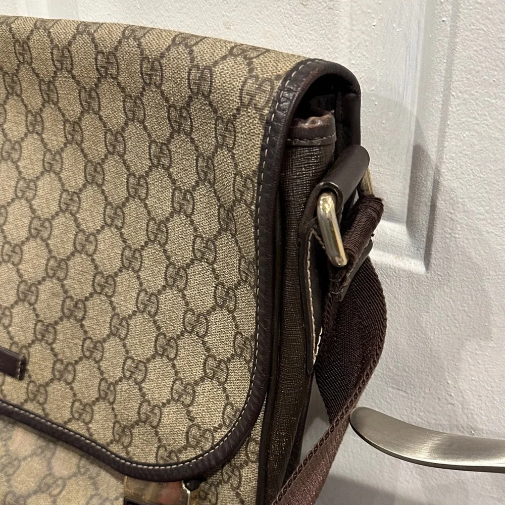Gucci Beige and Brown Monogram Messenger Bag